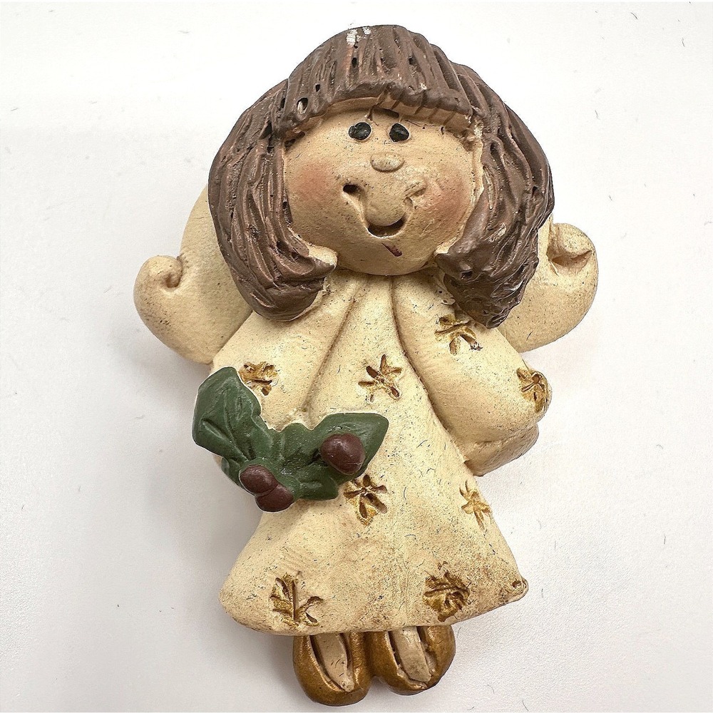 Vintage 90s Christmas Angel Resin Brooch Pin Star Holiday Fashion Jewelry Y2K